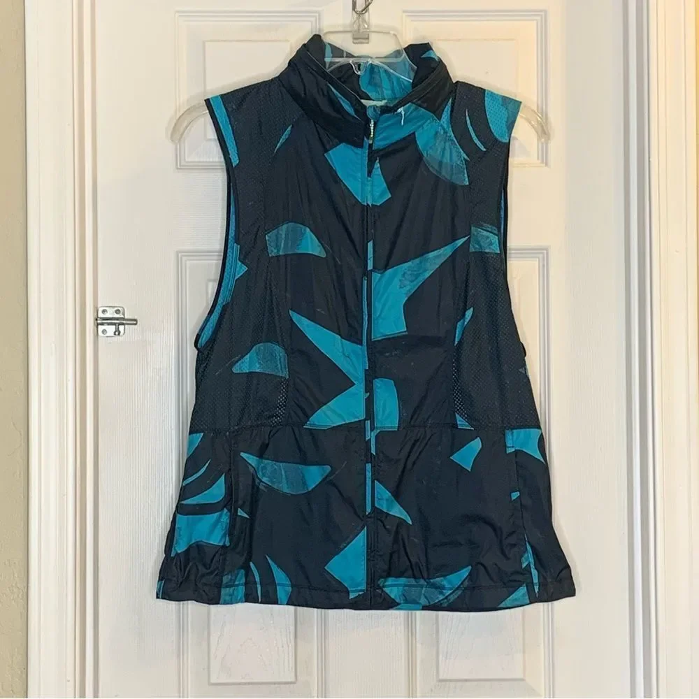 Lululemon Pack-It Vest Back Spin Stroke Peacock Blue Black Size 12